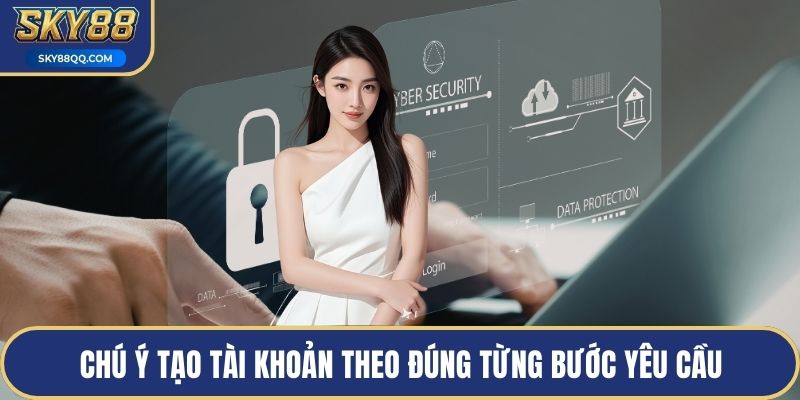 Chú ý tạo tài khoản theo đúng từng bước yêu cầu