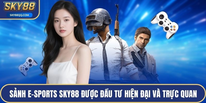 Sảnh E-sports SKY88 được đầu tư thiết kế hiện đại và trực quan